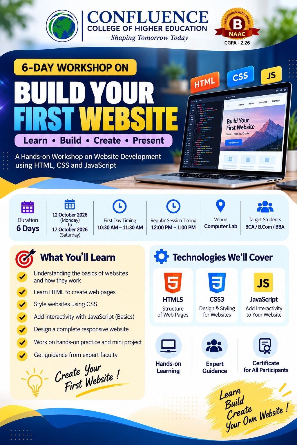 6 Days Website Development Workshop (12.10.2026 to 17.10.2026)